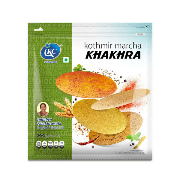 Buy Online Kothmir Marcha Khakhra | Induben Khakhrawala | Get Latest Price Recipe Of Kothmir Marcha Khakhra